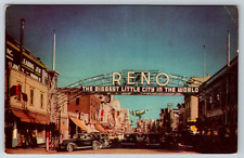 c1960s Reno Nevada Sign Overhead Street Vintage Postcard picture