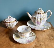 M. Redon Limoges Tea Set for One, Hand Painted & Gilded Floral Design picture
