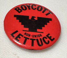 Vintage United Farm Workers UFW Union Labor Rights Boycott Pin Pinback Button picture