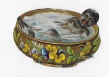 1888 Chromo de Coupis Victorian BABY BATH YEL, Antique Die-cut Scrap, 2