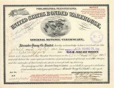 United States Bonded Warehouse - Internal Revenue Certificate - Mentions Young's picture