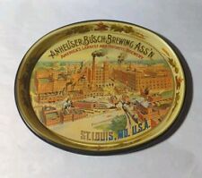 VINTAGE ANHEUSER-BUSCH BREWING OVAL ADVERTISING METAL BEER TRAY 12
