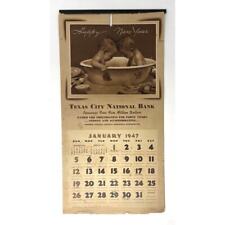 1947 Texas City Bank Wall Calendar, History, Recipes, Ads, Knitting Patterns picture