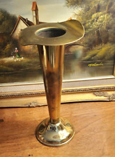 Mid Century Large Solid Brass Trumpet Jack in the Pulpit Vase 12 inch picture