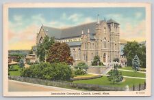 Vtg Post Card Immaculate Conception Church, Lowell, Mass. G363 picture