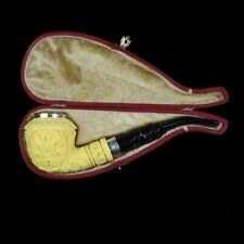 Ornate Topkapi Pipe BLOCK MEERSCHAUM-NEW-HAND CARVED Case#842 Silver Wearings picture