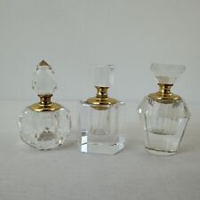 Lot Of 3 Vintage Antique Cut Crystal Perfume Bottles With Cut Crystal Stoppers picture