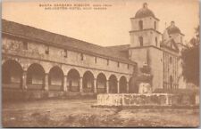 Vintage 1916 SANTA BARBARA MISSION California Postcard Fountain / Church View picture