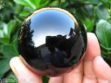  New 40MM+Stand Natural Black Obsidian Sphere Large Crystal Ball Healing Stone picture