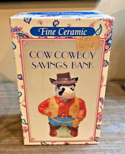 VINTAGE COW COWBOY SAVINGS BANK- Fine Ceramic Imported by King Import Warehouse picture