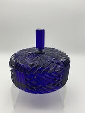 Vintage Dalzell Viking Glass Cobalt Blue Bluenique Divided Covered Candy Dish picture