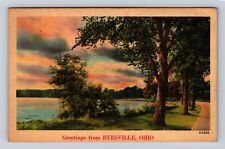 Byesville OH-Ohio, General Greetings, Along the River, Vintage c1942 Postcard picture