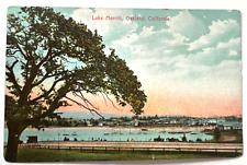 Antique Postcard View of Lake Merritt Oakland, California Red Lettering B1 picture