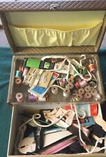 Sewing Box Kit FULL Vintage Supplies Thread Crafts Zippers picture