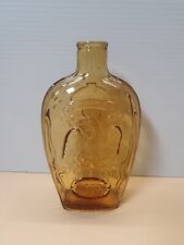 Vintage Knights Templar Free Mason Yellow Amber Glass Bottle Flask picture