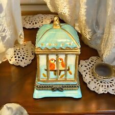 Vintage Bird Cage Ceramic Trinkets Box picture
