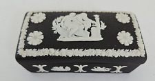 Vintage Wedgewood Jasperware Black Basalt Match Box/Trinket Box picture