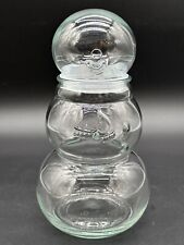 Snowman Clear Glass Novelty Jar Container 8.5
