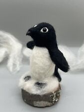 Penguin Figurine Toy, Needle Felted Wool Sculpture OOAK Folk Art, Handmade In US picture