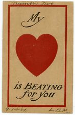 Vintage Postcard My Heart Is Beating For You 1907 picture