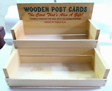 VINTAGE WOODEN 2 LEVEL POSTCARD RACK COUNTER TOP COUNTRY STORE DISPLAY UTILITY picture