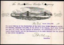 1905 New York - North River Bridge Co - History Rare Letter Head Bill picture