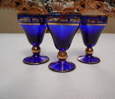 Set of Glass Gilded Vintage Drink Gold Czechoslovakia Cups Whiskey 1960s Decor picture