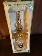 Vintage Bradford Carillon Spire GOLD Plastic Christmas Tree Topper with Box picture