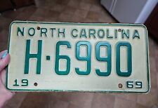North Carolina License Plate, 1969 NC Tag 69 H-6990 Nice Number 69 In The Number picture
