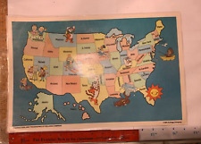 1981 Kellogg's Cereal Retired Characters US State Map/Child Table Space Placemat picture