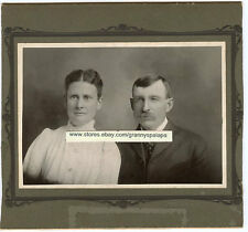 Antique Matted Photo - POLSON Family, Man & Lady - Close Up - (Charles & Emma) picture