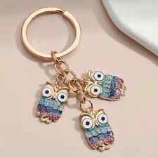 Cartoon Owl Keychain Cute Glitter Animal Key Ring Purse Bag Backpack Car Charm picture