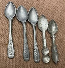 VINTAGE /POSSIBLY ANTIQUE  MINIATURE METAL (POSSIBLY PEWTER) SPOONS   picture