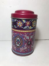 Bohemian Pattern Tea Tin W/ Lid Stunning multicolored Design 5.25”x 3” EUC picture