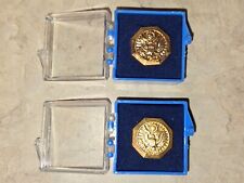 (2) PAIR GOLD OCTAGON EAGLE PINS FOR 30 & 40 YEARS OF MILITARY SERVICE WITH BOX picture