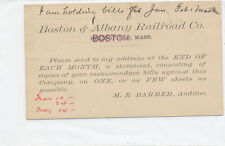 Boston and Albany Railroad Co. MA. postal card 1891 picture