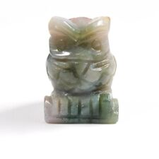 1pc Charm 1.5in Natural Indian agate Owl Carving Ornament Stone Bead for Jewelry picture