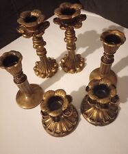 6 Antique French Bronze Candle Holders- Different heights picture