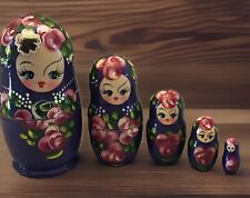 Vintage Wood Hand Painted  5 Piece Russian Nesting Dolls (No Tag) picture