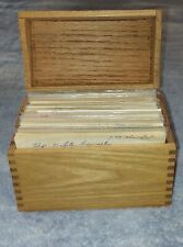 Vintage Handwritten Recipes in Dovetailed Oak Box Standard 3.5x5 Cards Estate picture