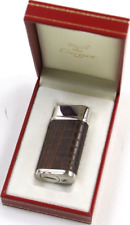 Working Cartier Gas Lighter Silver Brown Godron with box picture