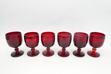 Set of 6 Red Glass Heavy Good Condition Decorator Glasses Drinking 3”x3”x4.75