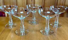 Set of 5 Vintage Hollow Stem Optic Champagne Coupes Glasses Mint Condition picture