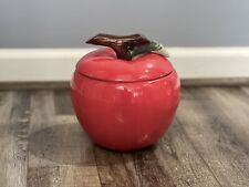 Vintage Alco Industries Stoneware Red Apple Cookie Jar picture