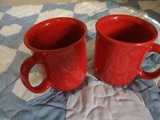 Pier 1 Earthenware Red Mugs Made in Spain -Two Coffee Tea Cups picture