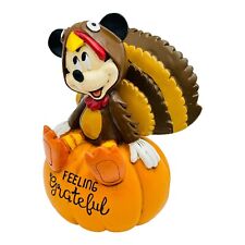Disney Mickey Mouse Turkey OnPumpkin Figurine Thanksgiving Feeling Grateful RARE picture