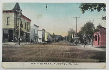 Postcard ILL Main Street Algonquin Illinois Street Scene DB picture