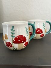 LANG Multicolor Mushroom Hand Painted Ceramic Coffee Tea Mug Gift Cottage NEW picture