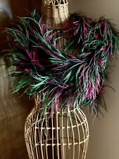 Vintage Ostrich and Marabou Black, Green And Fuchsia 7' long Rare Color Combo  picture