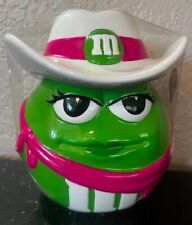 M&M's Green Cowboy Ranger w/ Purple Bandana Ceramic Cookie Candy Jar SEALED picture